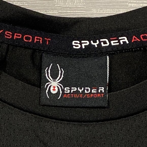 SPYDER Black T Shirt Mens Large Quick Dry Perforated Lightweight Short Sleeve - Picture 6 of 12
